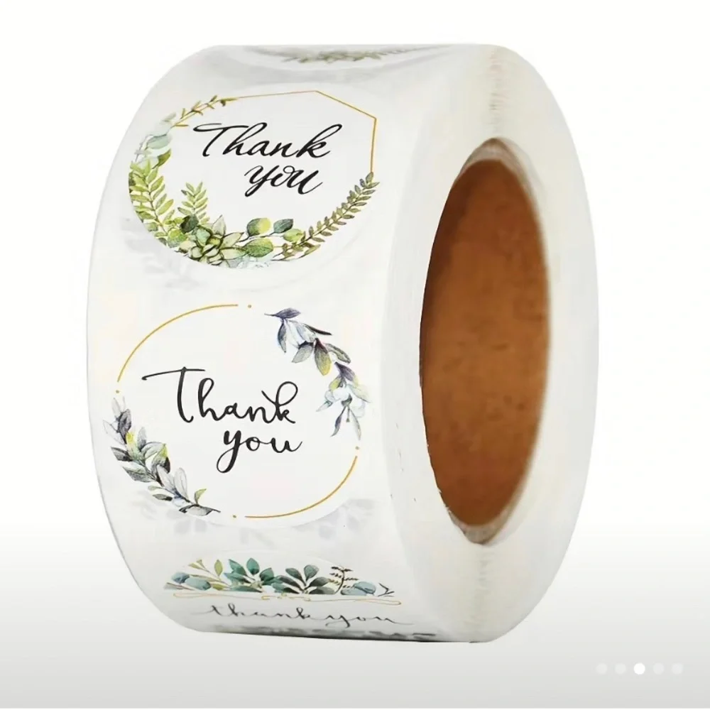 500pcs green leaves‎ thank you stickers